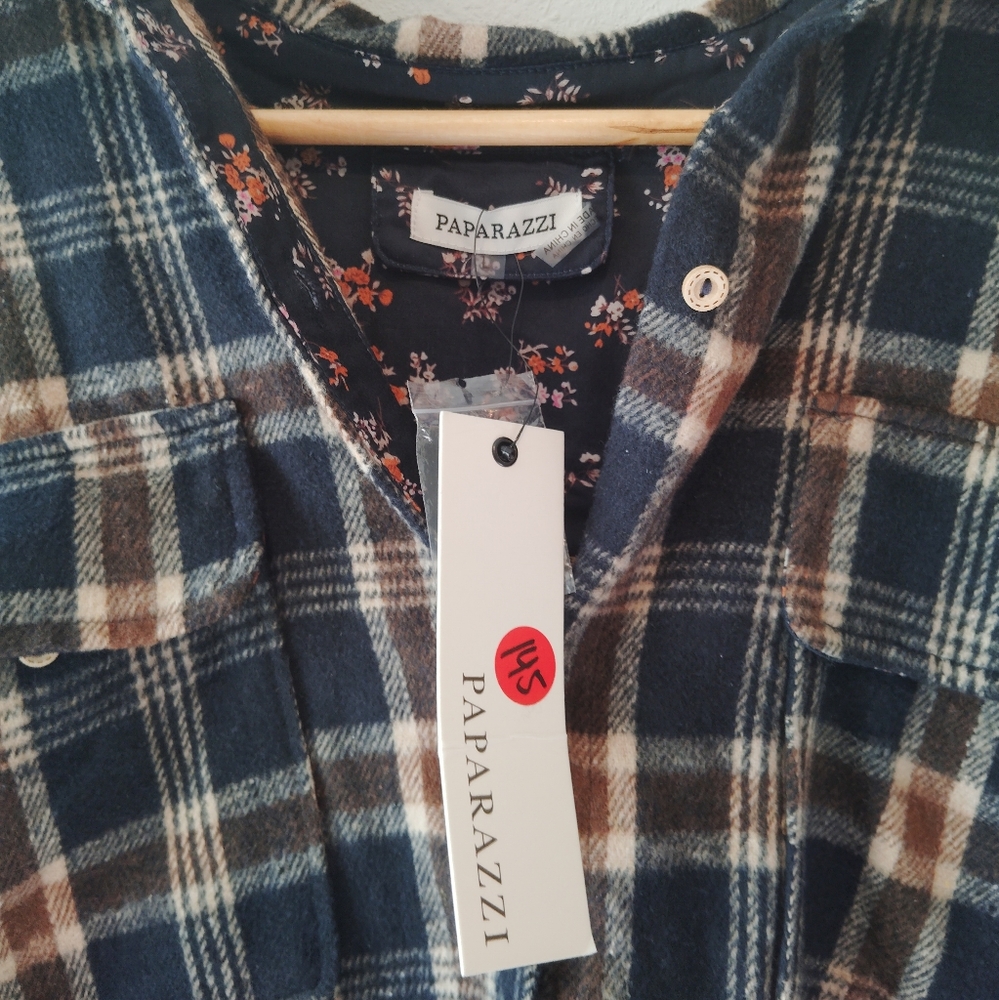 Paparazzi Plaid Flannel Shirt Dress - Picture 6 of 7